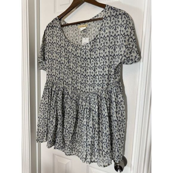Sweet Magnolia Cotton Top Embellished Size L NWT‎ Bling Peplum Boho Chic - Picture 1 of 5